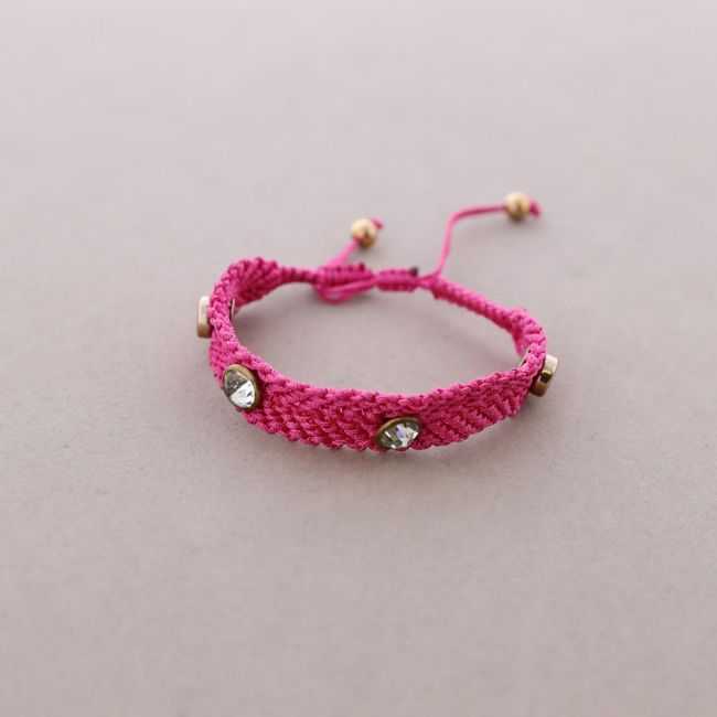 PULSERA MACRAME METAL CRISTALES