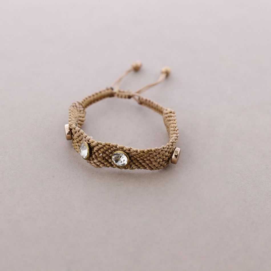 PULSERA MACRAME METAL CRISTALES