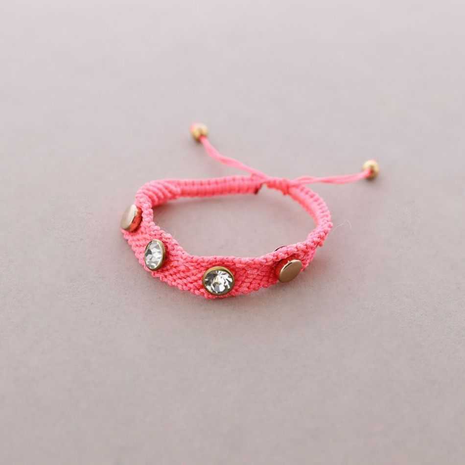 PULSERA MACRAME METAL CRISTALES