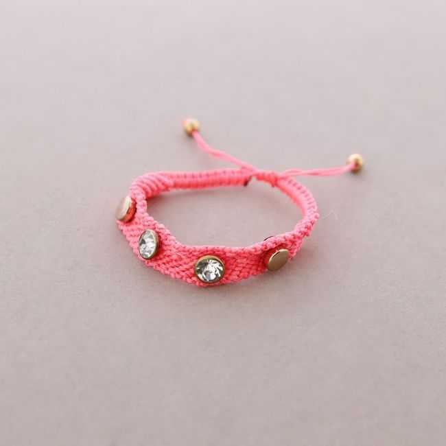 PULSERA MACRAME METAL CRISTALES