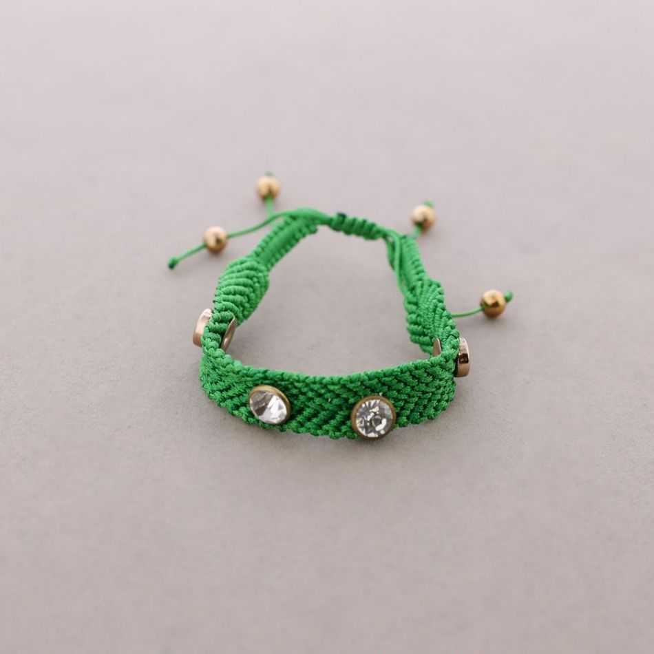 MACRAME, METAL AND CRYSTAL BRACELET