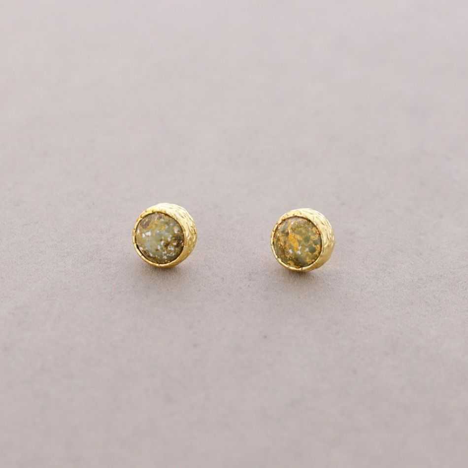 PENDIENTES PRESIÓN BRONCE PIEDRA