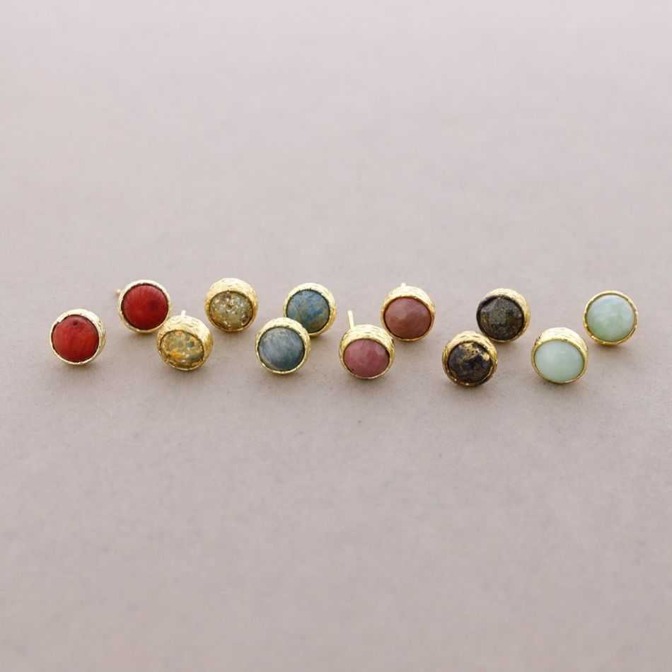 BRONZE STONE STUD EARRINGS