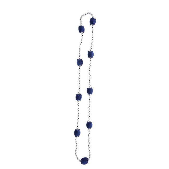 LONG VELVET BALL NECKLACE WITH IMITATION METAL BEADS