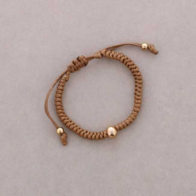 PULSERA MACRAME CUENTAS METAL