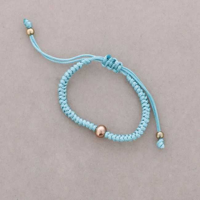 PULSERA MACRAME CUENTAS METAL