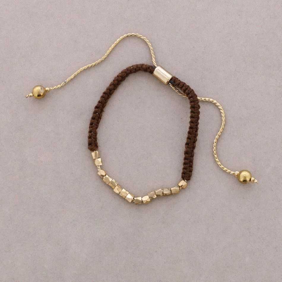 MACRAME BRACELET WITH METAL BEADS