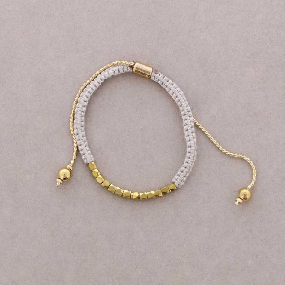 MACRAME BRACELET WITH METAL BEADS