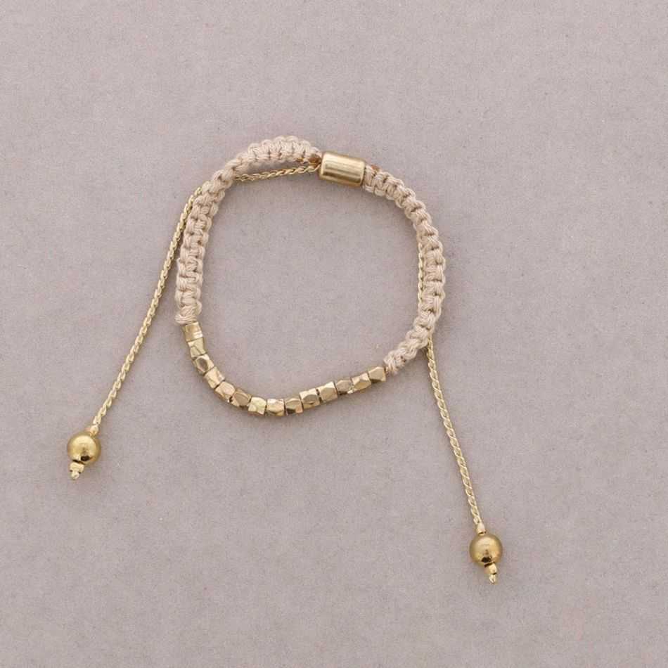 PULSERA MACRAMÉ CUENTAS METAL