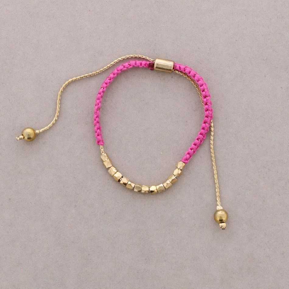 PULSERA MACRAMÉ CUENTAS METAL