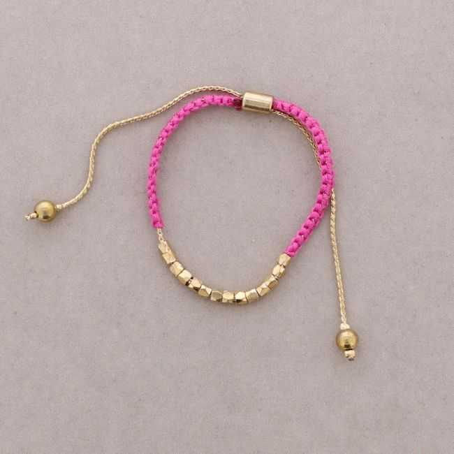 PULSERA MACRAMÉ CUENTAS METAL