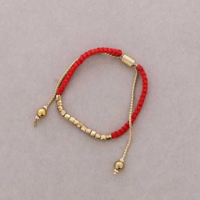 MACRAME BRACELET WITH METAL BEADS