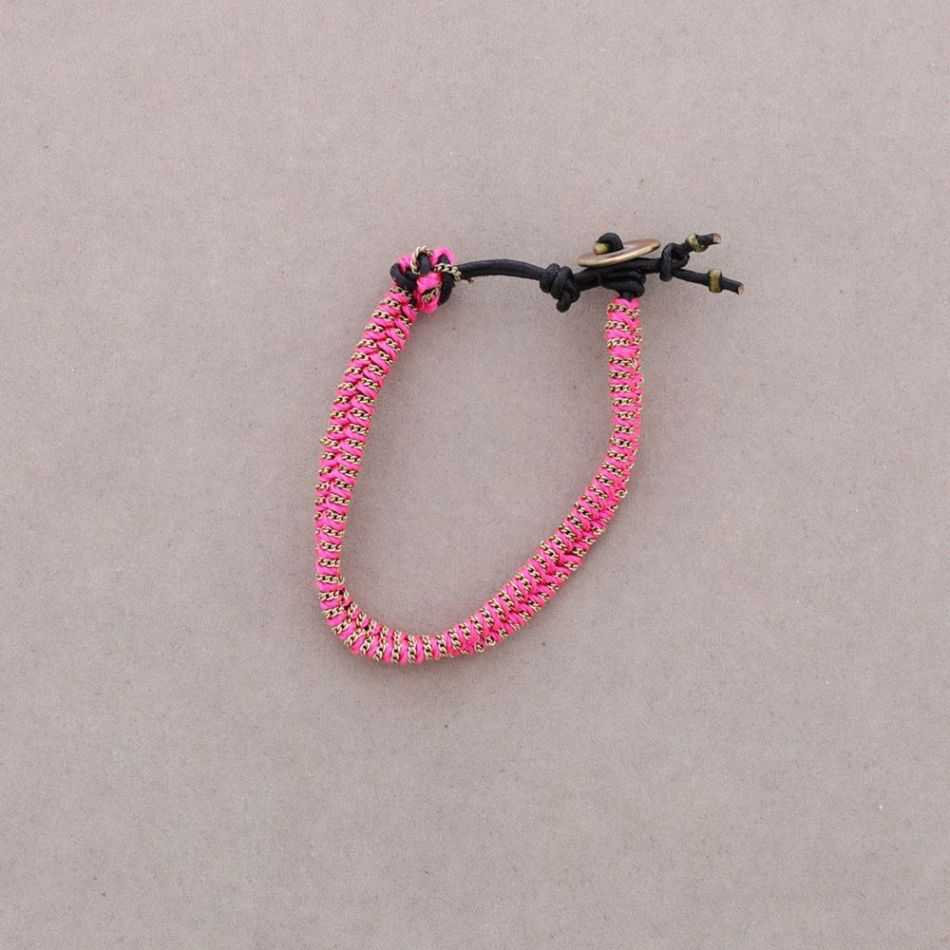 BRAIDED CORD AND CHAIN BRACELET