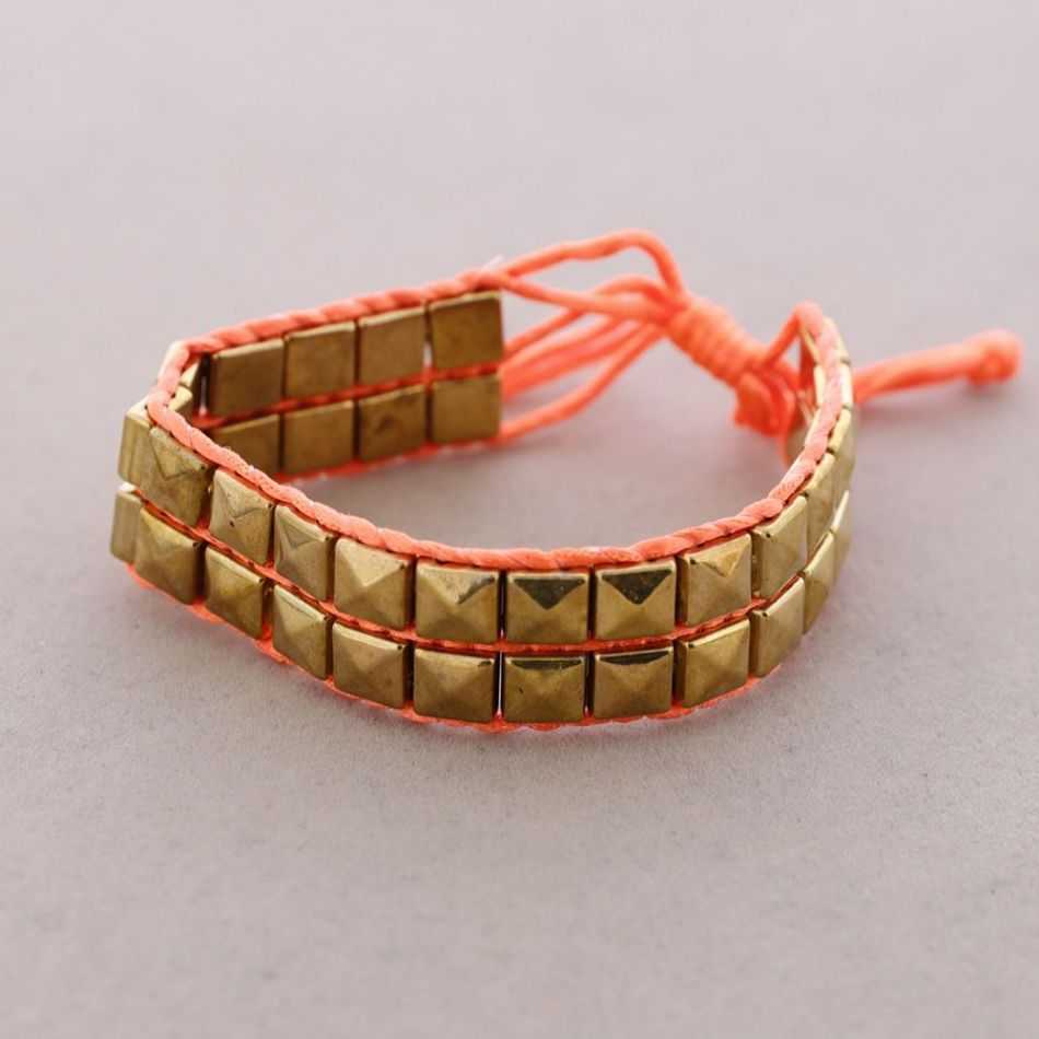 MACRAME BRACELET WITH METAL BEADS
