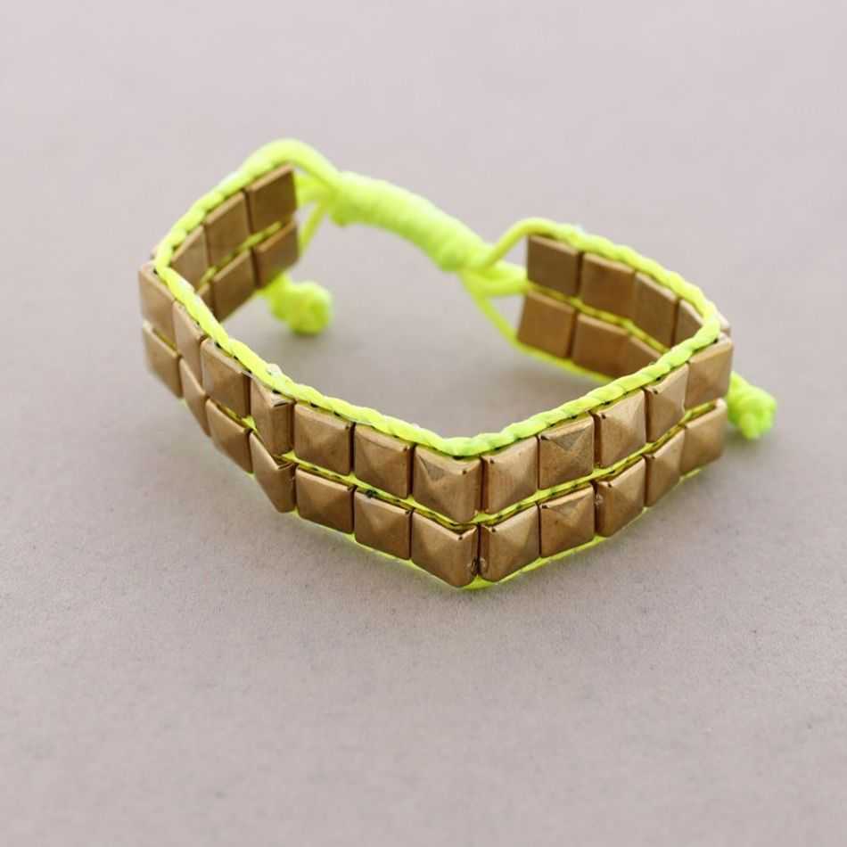 MACRAME BRACELET WITH METAL BEADS