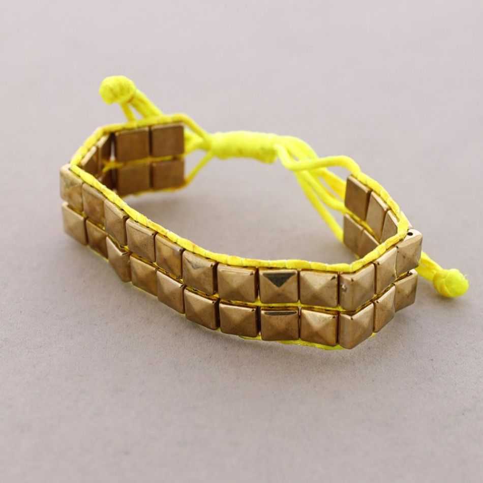 MACRAME BRACELET WITH METAL BEADS