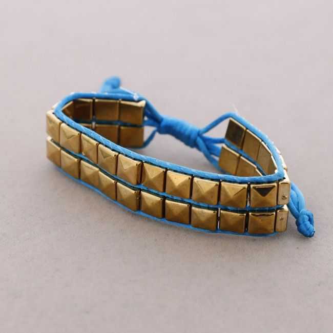 MACRAME BRACELET WITH METAL BEADS