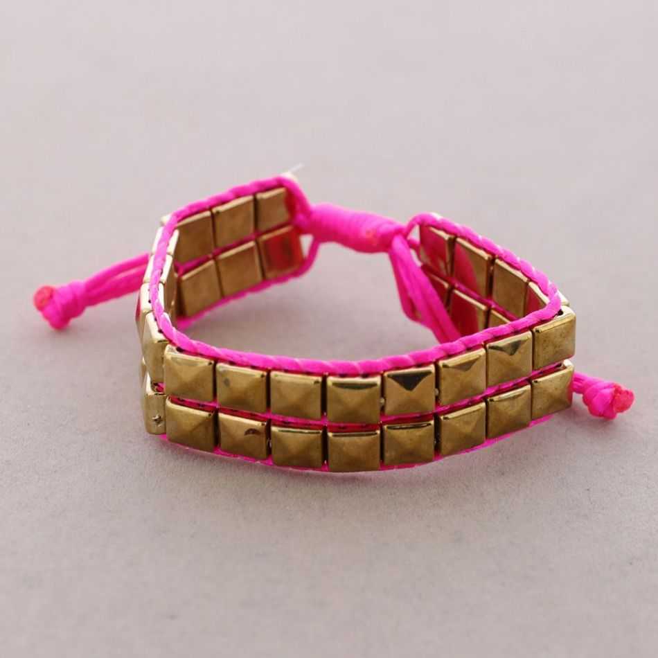MACRAME BRACELET WITH METAL BEADS