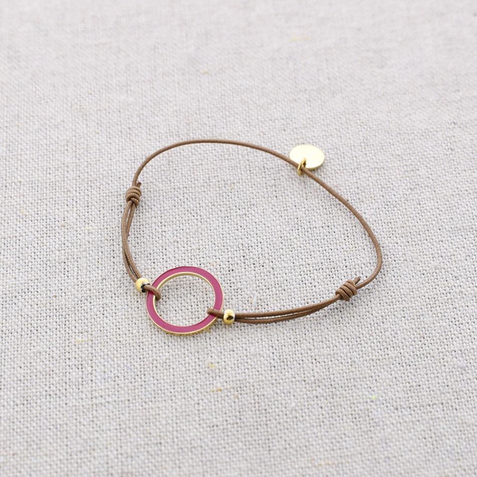 ELASTIC STEEL BRACELET WITH ENAMEL RING
