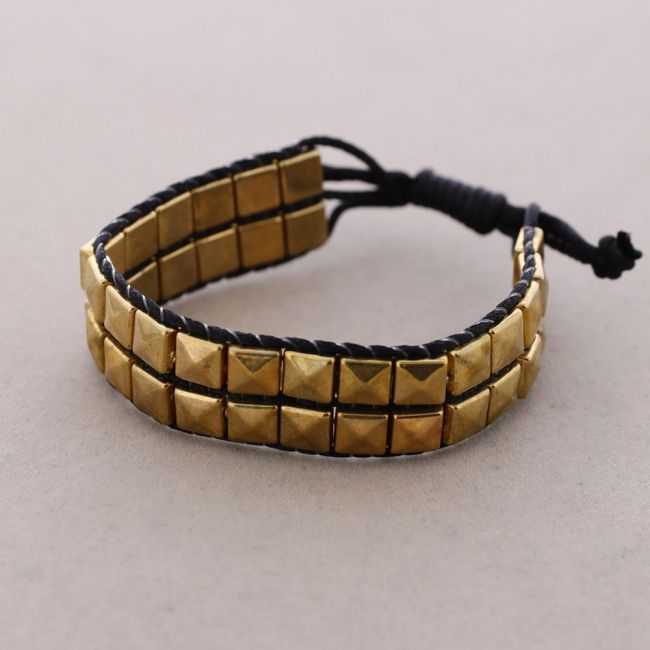 MACRAME BRACELET WITH METAL BEADS