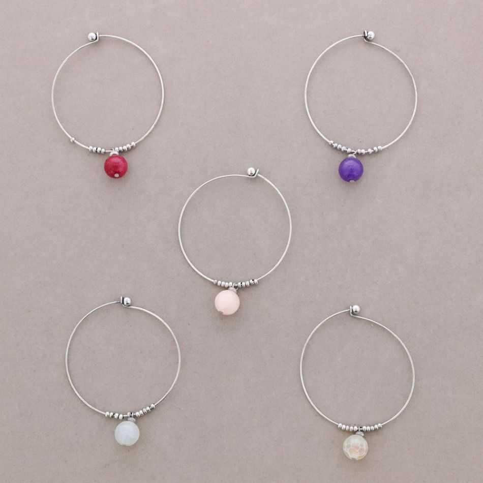PULSERA ARO CUENTAS METAL PIEDRAS