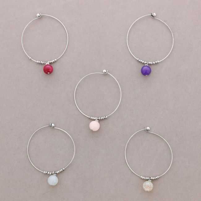 PULSERA ARO CUENTAS METAL PIEDRAS