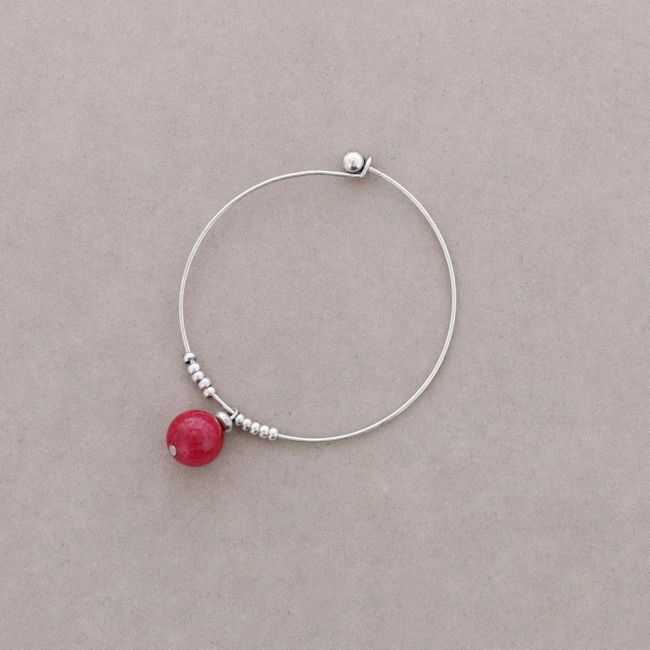 METAL BEAD AND STONE BANGLE BRACELET