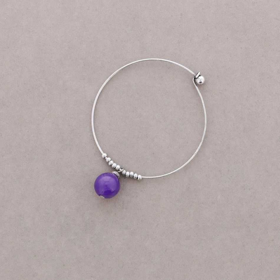 METAL BEAD AND STONE BANGLE BRACELET