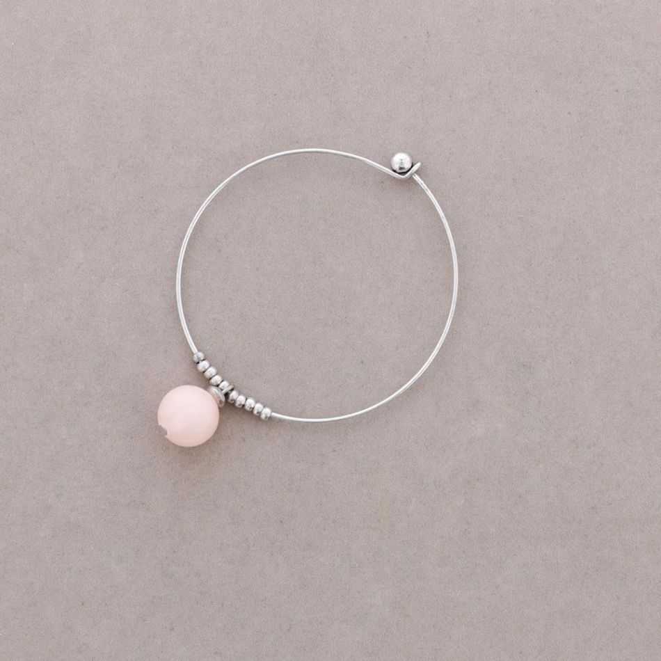 METAL BEAD AND STONE BANGLE BRACELET