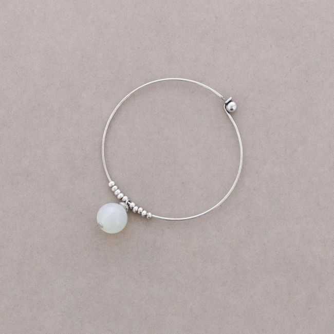 METAL BEAD AND STONE BANGLE BRACELET