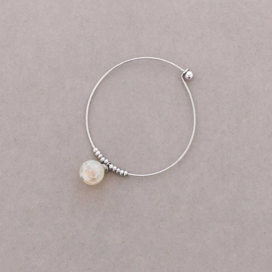 METAL BEAD AND STONE BANGLE BRACELET
