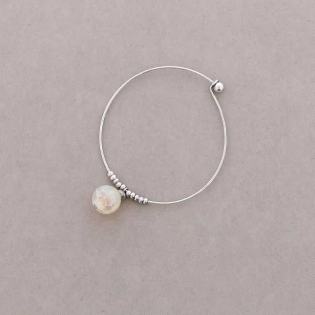 METAL BEAD AND STONE BANGLE BRACELET