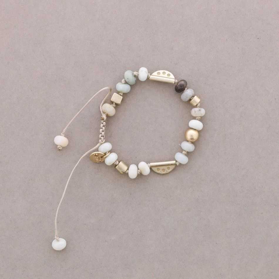 MACRAMÉ BRACELET WITH STONE METAL BEADS