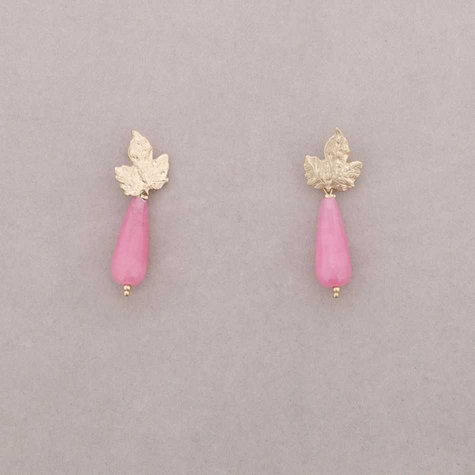 PENDIENTES HOJA METAL COLGANTE PIEDRA