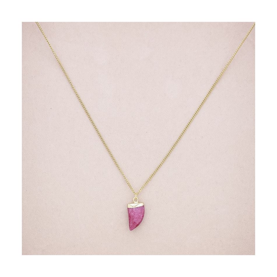 COLLAR ACERO COLGANTE CUERNO PIEDRA