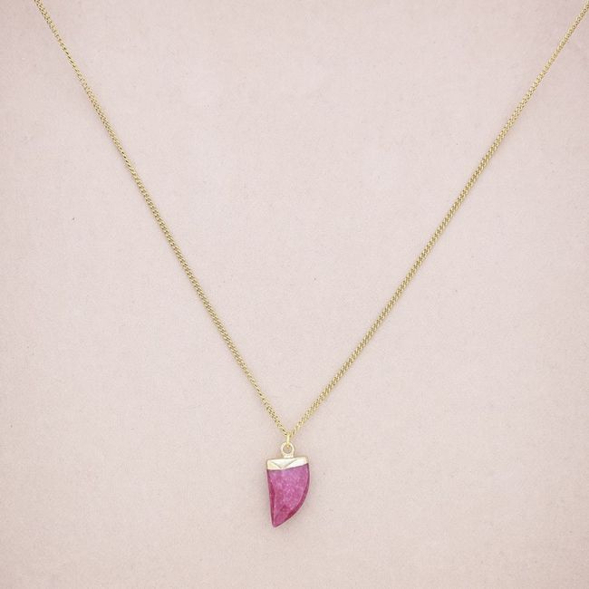 STONE HORN PENDANT STEEL NECKLACE