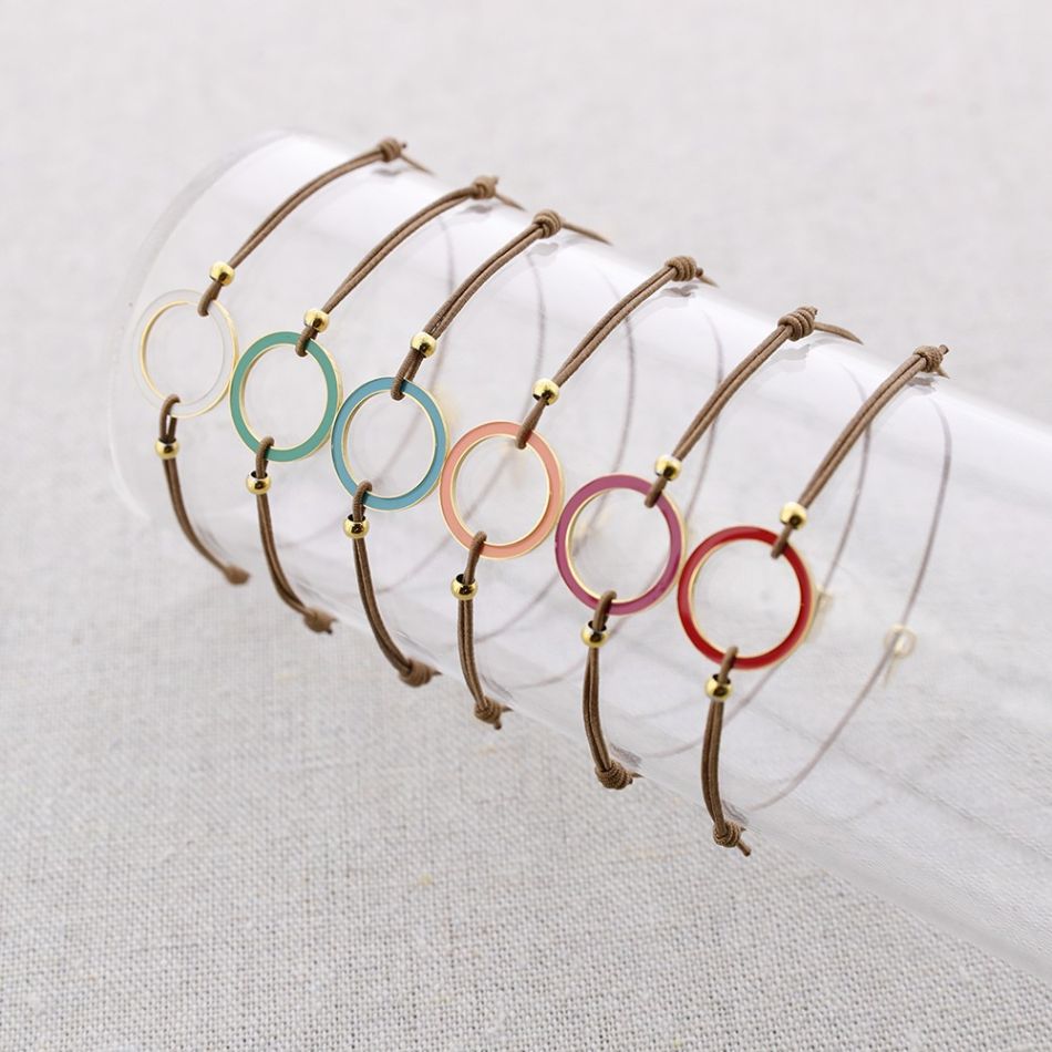 ELASTIC STEEL BRACELET WITH ENAMEL RING