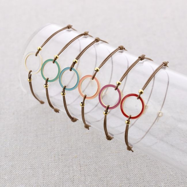 ELASTIC STEEL BRACELET WITH ENAMEL RING