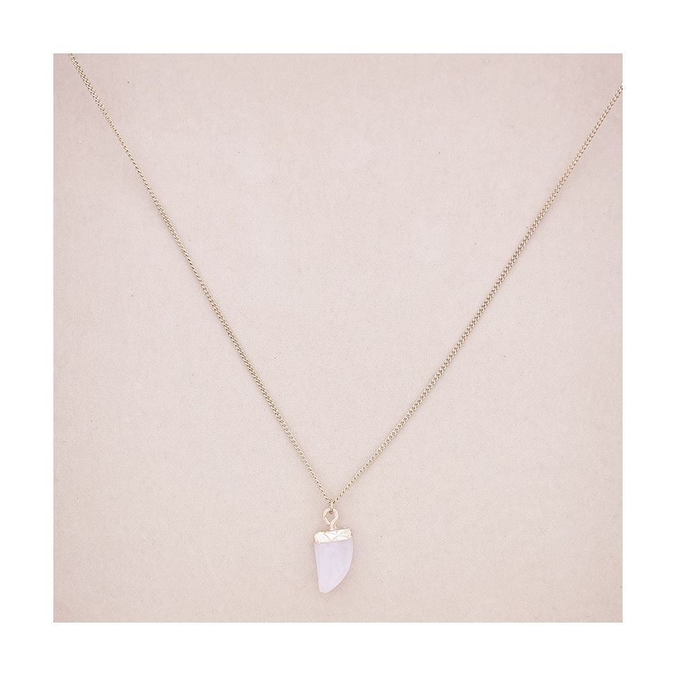 STONE HORN PENDANT STEEL NECKLACE
