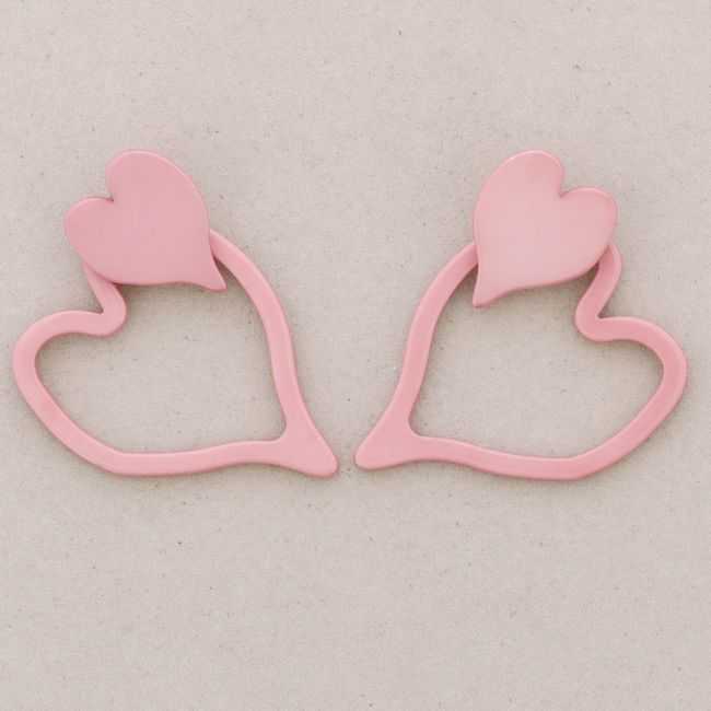 PENDIENTES DOBLE CORAZON RESINA