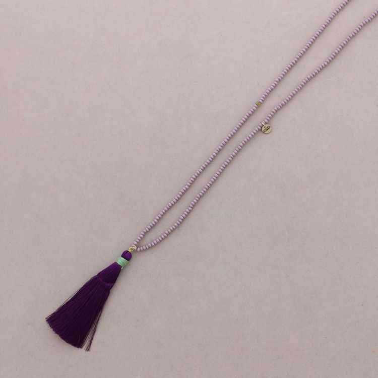 TASSEL FACETED BEADS LONG NECKLACE