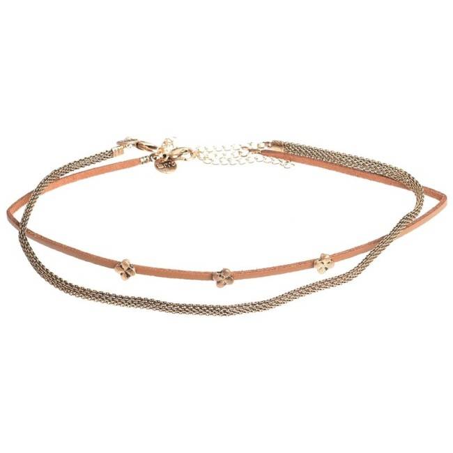 CHOKER SET 2 PIEZAS CADENA CUERO METAL