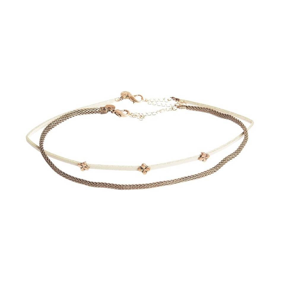 CHOKER SET 2 PIEZAS CADENA CUERO METAL