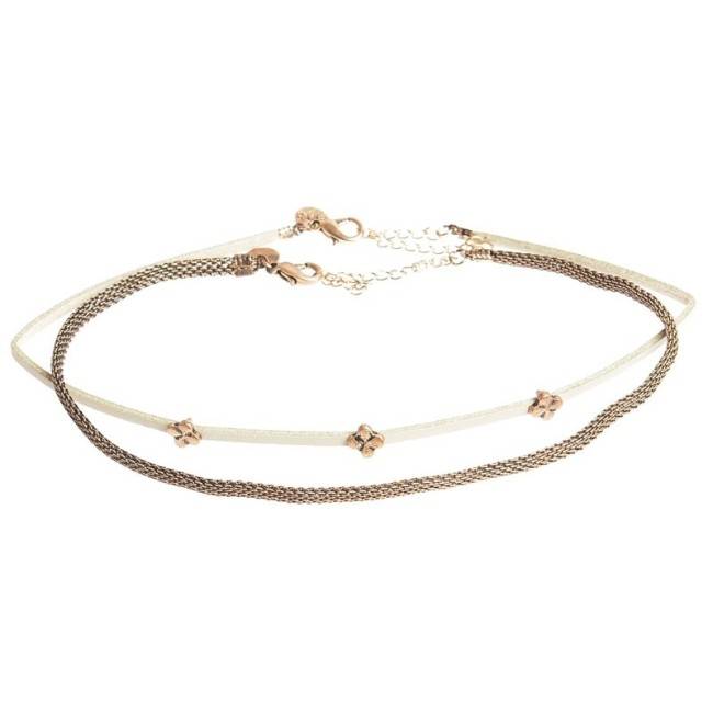 CHOKER SET 2 PIEZAS CADENA CUERO METAL