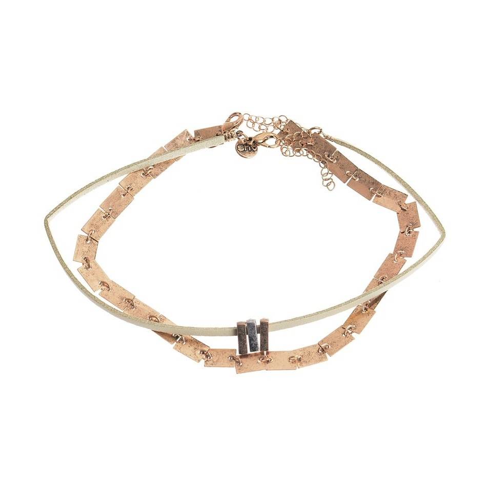 CHOKER SET 2 PIEZAS CADENA CUERO METAL