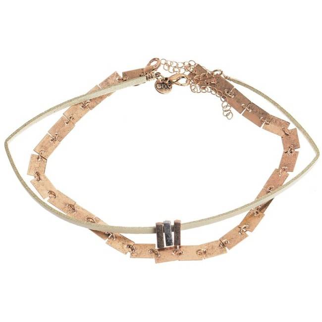 CHOKER SET 2 PIEZAS CADENA CUERO METAL