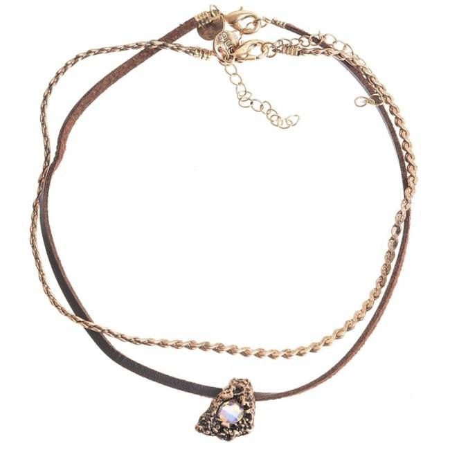 CHOKER SET 2 PIEZAS CADENA CUERO METAL