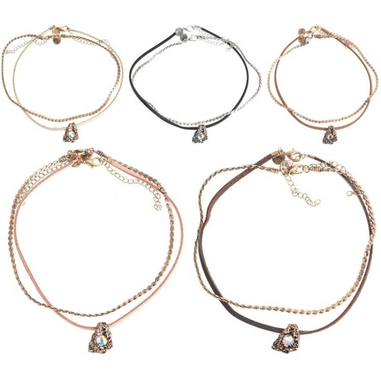 CHOKER SET 2 PIEZAS CADENA CUERO METAL 2