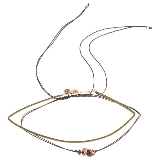 CHOKER SET 2 PIEZAS CUENTAS METAL