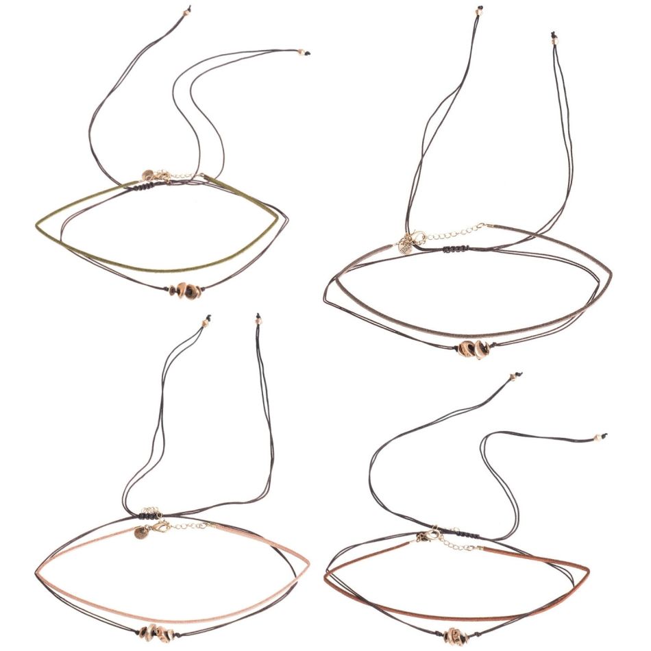 CHOKER SET 2 PIEZAS CUENTAS METAL